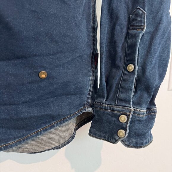 Jack & Jones Long Sleeve Snap Chambray Blue Shirt Mens Size Small - Picture 5 of 11